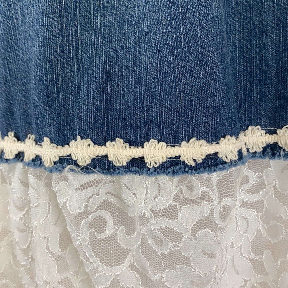 Custom upcycled chambray “cardigan” Size M - Picture 4 of 5